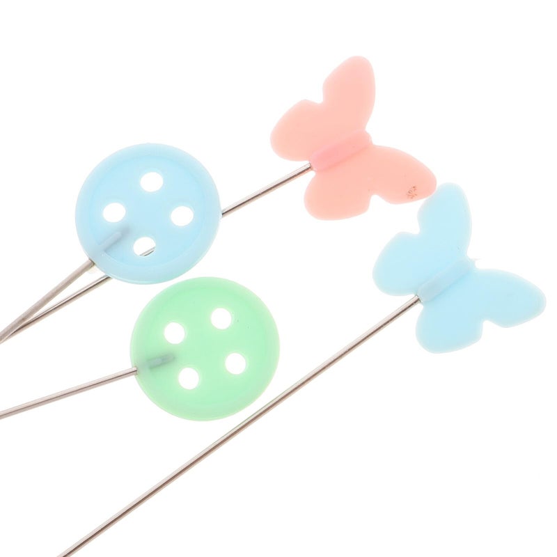 Decorative Straight Pins with Button and Bow Tie Heads for Sewing Embroidery and Quilting 200pcs - Image 4