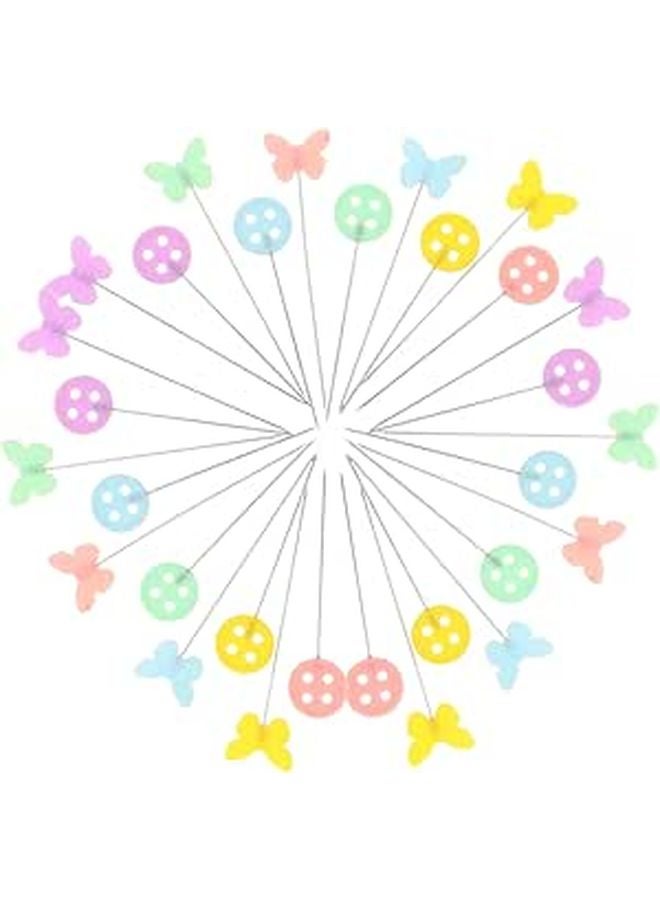 Decorative Straight Pins with Button and Bow Tie Heads for Sewing Embroidery and Quilting 200pcs - Image 1