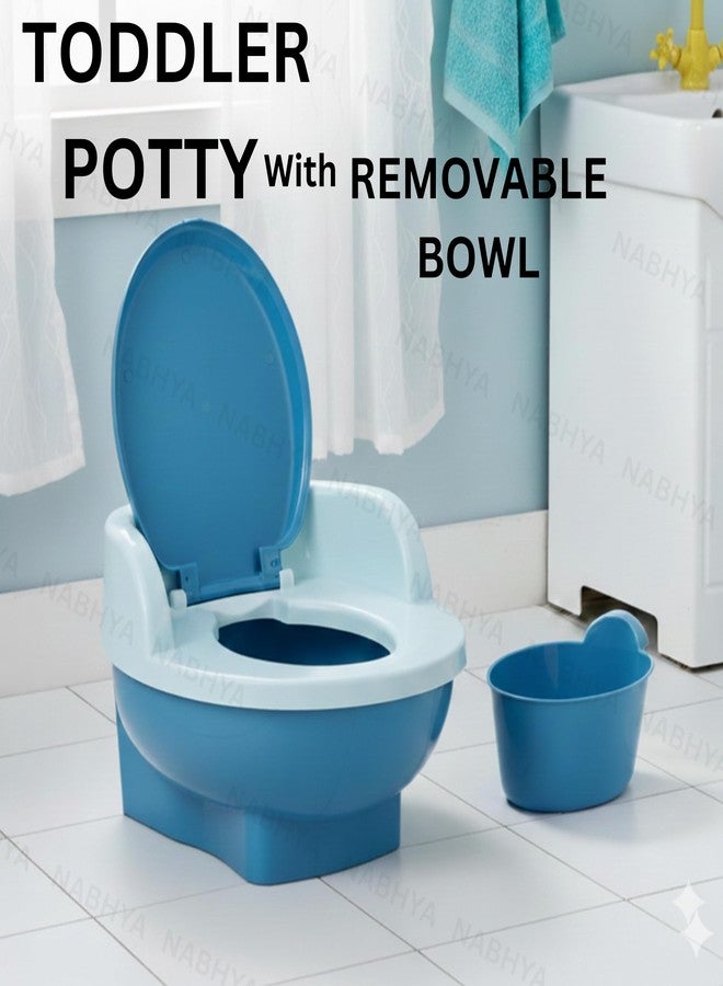 Zerya Baby Style Toilet Training Potty Seat With Upper Closing Lid, Baby Potty With Removable Bowl (Blue) - Image 2