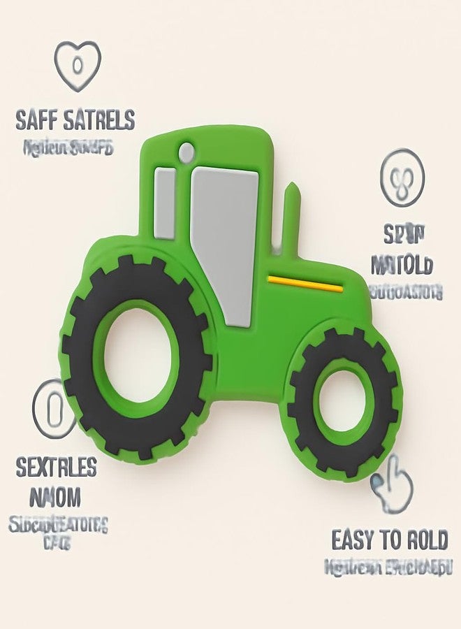 DTR Creation Silicone Baby Teether Toy | Cute Car/Tractor Shape BPA-Free Chewable Soother for Infants & Toddlers | Soft & Safe for Teething Pain Relief (Green) - Image 3