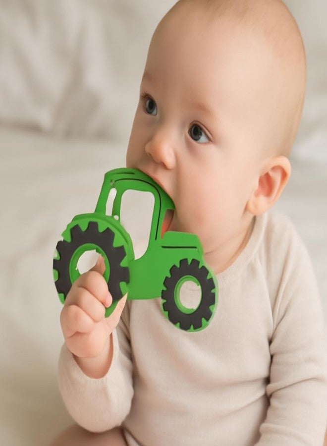DTR Creation Silicone Baby Teether Toy | Cute Car/Tractor Shape BPA-Free Chewable Soother for Infants & Toddlers | Soft & Safe for Teething Pain Relief (Green) - Image 2