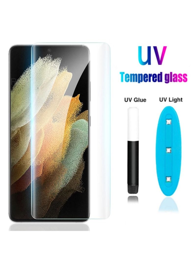 LEDIN Samsung Galaxy S23 Ultra UV Tempered Glass Screen Protector Full Glue Curved Protective Film Fingerprint Unlock - Image 1