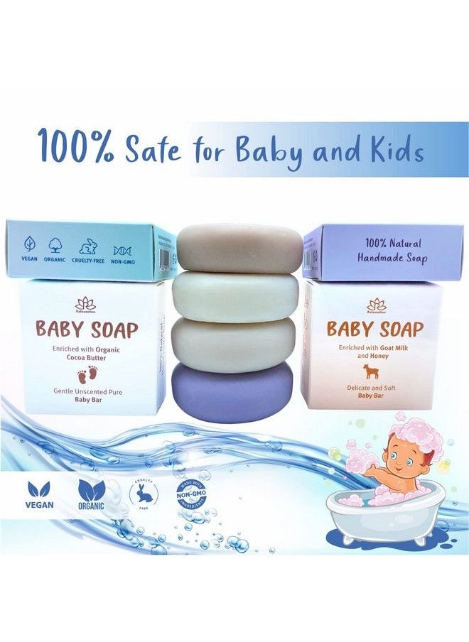 Relaxcation Set Of 4 Organic Baby Soap Bars Lavender Goat Milk Unscented And Greek Yogurt All Natural Cold Process Soap Bar For Baby Toddler And Kids Safe For Sensitive Skin Handmade In Usa  - Image 4