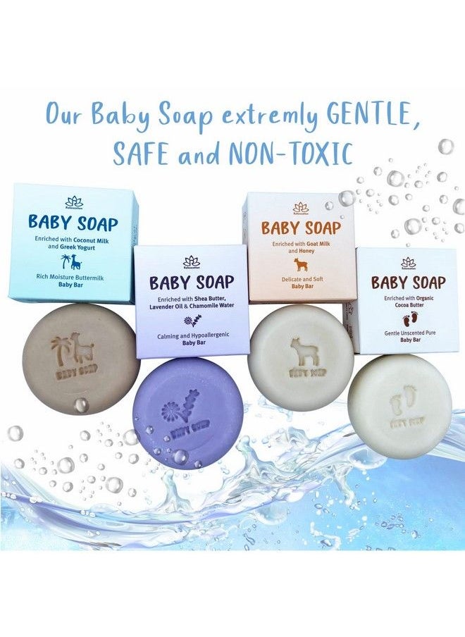 Relaxcation Set Of 4 Organic Baby Soap Bars Lavender Goat Milk Unscented And Greek Yogurt All Natural Cold Process Soap Bar For Baby Toddler And Kids Safe For Sensitive Skin Handmade In Usa  - Image 5