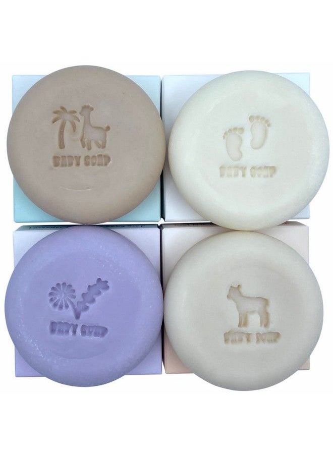Relaxcation Set Of 4 Organic Baby Soap Bars Lavender Goat Milk Unscented And Greek Yogurt All Natural Cold Process Soap Bar For Baby Toddler And Kids Safe For Sensitive Skin Handmade In Usa  - Image 1