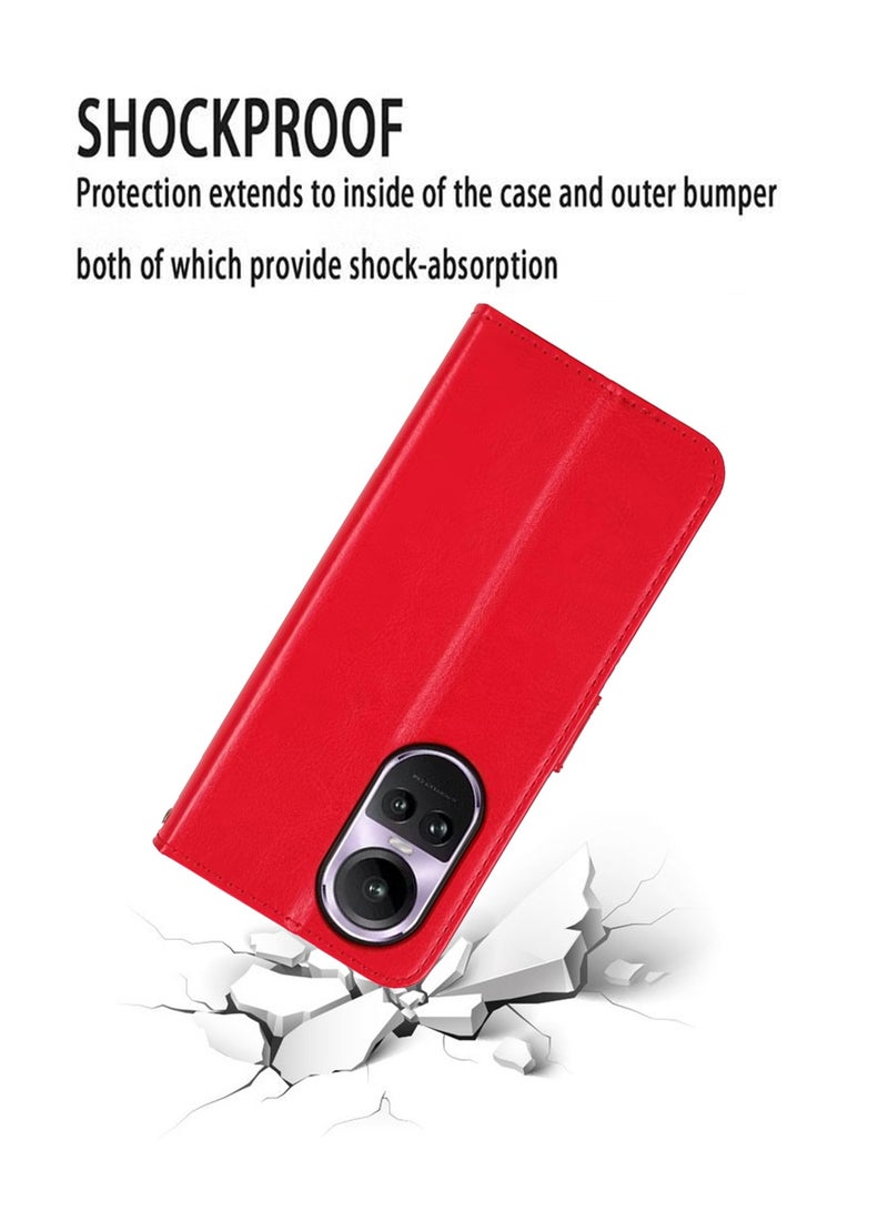 X-level OPPO Reno 10/10 Pro 5G Phone Case Cover With Full Body Camera Len Protector PU Leather Wallet Card Holder Shockproof Protective Back Cover With Release Hand Phone Holder Daily Video Kickstand  - Image 3