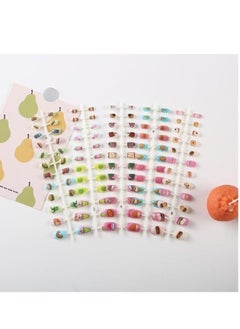 DOUBORQ 120pcs Design Self Adhesive False Nails Kids Nail Sticker Press Manicure Set Multicolor  - Image 1