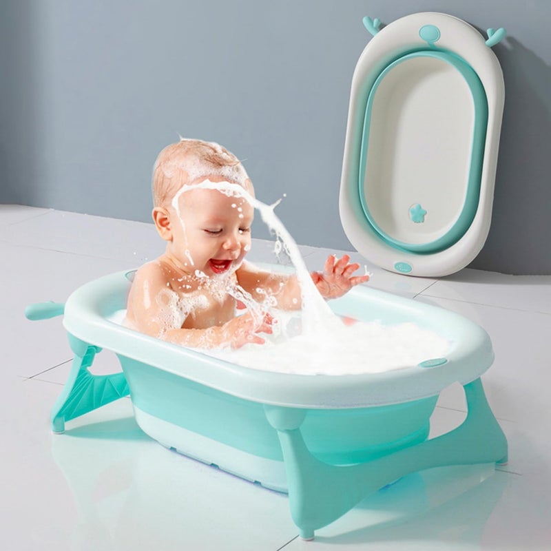 R for Rabbit Bubble Double Aqua Bath Tub for Baby - Foldable with Temperature Sensitive Indicator - Blue - Image 1