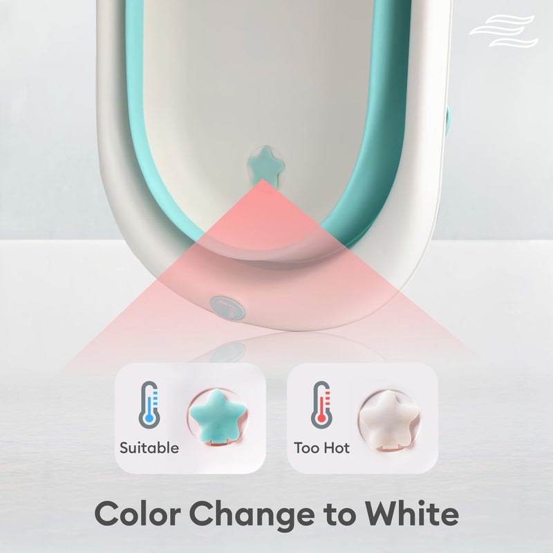 R for Rabbit Bubble Double Aqua Bath Tub for Baby - Foldable with Temperature Sensitive Indicator - Blue - Image 2