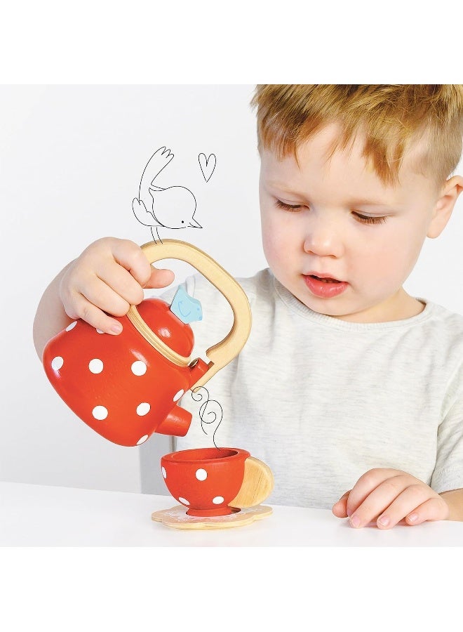 Le Toy Van - Honeybake Wooden Dotty Kettle - Breakfast Set Pretend Kitchen Play Toy Set | Kids Role Play Toy Kitchen Accessories - Image 5