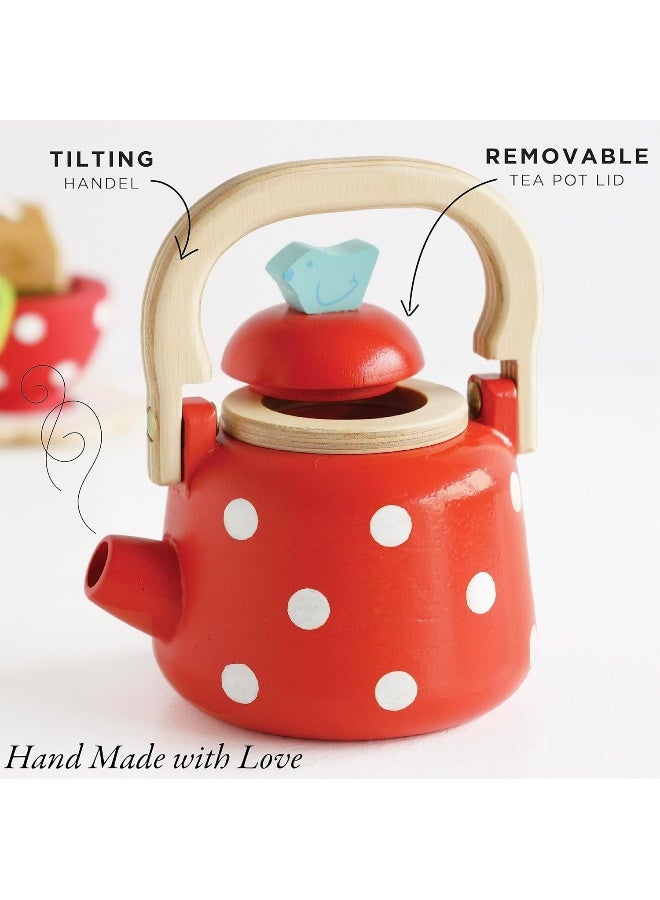 Le Toy Van - Honeybake Wooden Dotty Kettle - Breakfast Set Pretend Kitchen Play Toy Set | Kids Role Play Toy Kitchen Accessories - Image 2