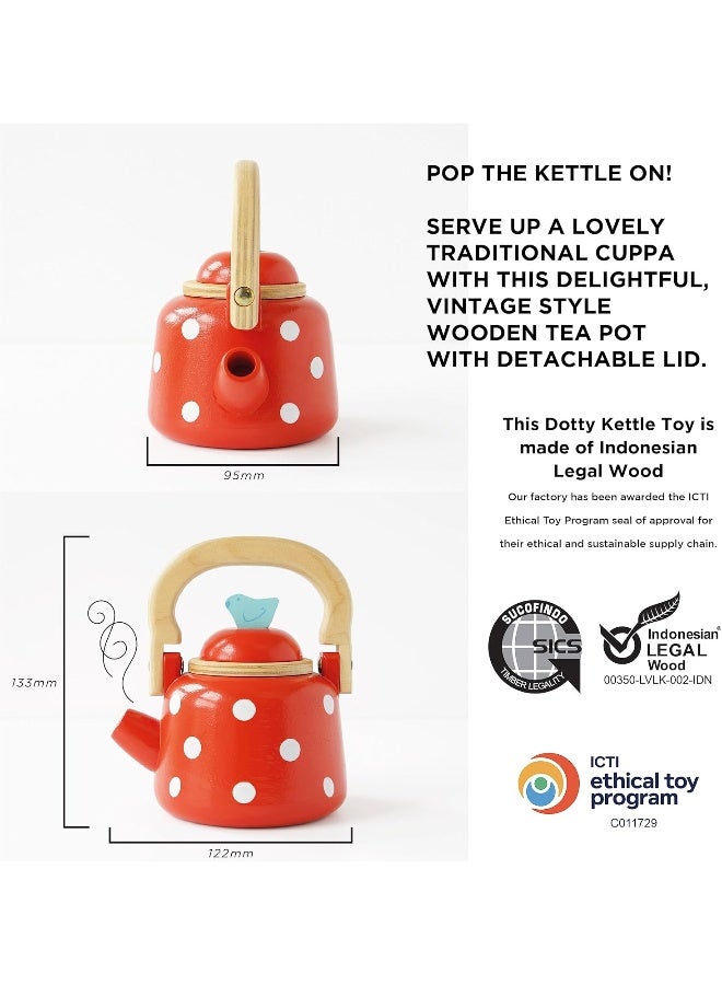 Le Toy Van - Honeybake Wooden Dotty Kettle - Breakfast Set Pretend Kitchen Play Toy Set | Kids Role Play Toy Kitchen Accessories - Image 4