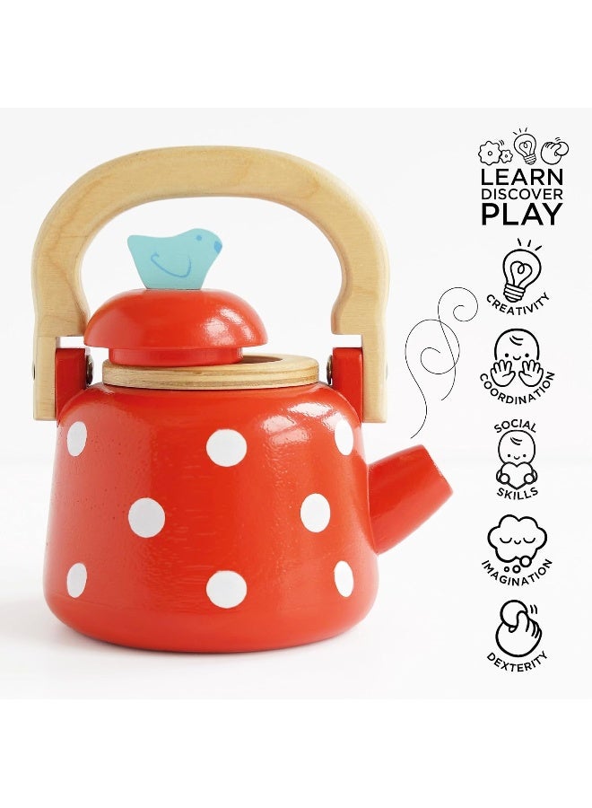 Le Toy Van - Honeybake Wooden Dotty Kettle - Breakfast Set Pretend Kitchen Play Toy Set | Kids Role Play Toy Kitchen Accessories - Image 3