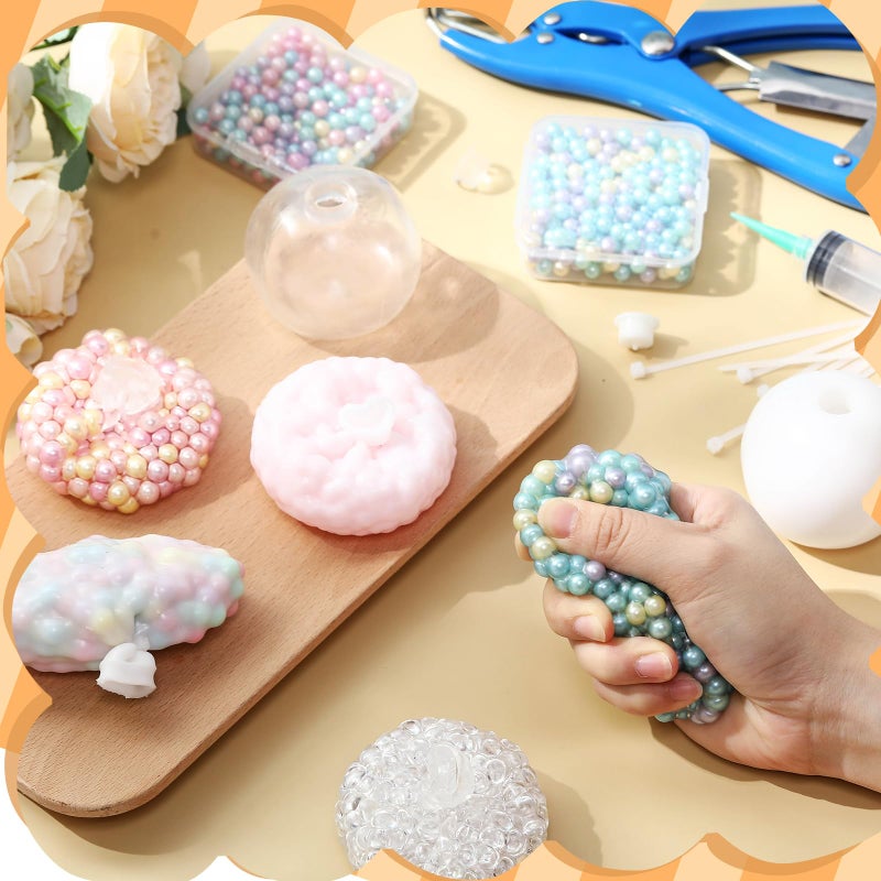 Simgoing 12 Sets DIY Stress Ball Making Kit Milky Blank Stress Ball DIY Kit with 12 Skins Empty Squeeze Balls Fill Beads Expander Tool Vacuum Evacuating Device for Make Pressure Balls(Multicolored,A) - Image 5
