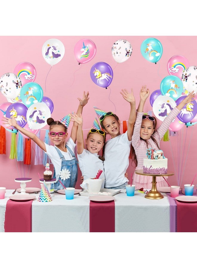 Tiamon 45 Pieces Unicorn Latex Balloons Rainbow Birthday Party Decorations Purple Pink Blue Confetti Balloons Supplies for Unicorn Theme Birthday Baby Shower Wedding Party Garland Decoration - Image 4
