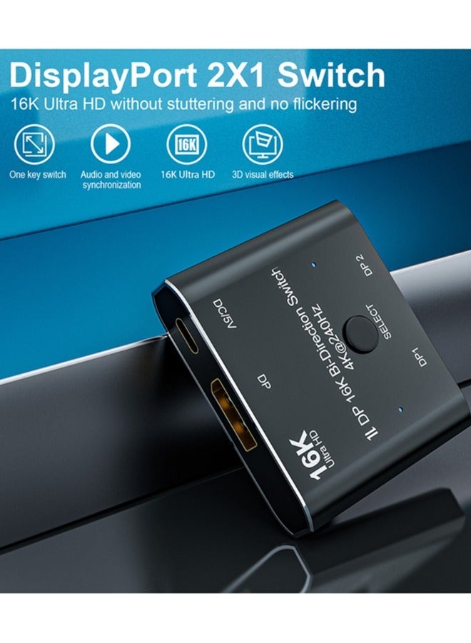 DisplayPort 16K DP Switch Bi-Direction 8K@120Hz 4K@240Hz Splitter Converter for Multiple Source and displays 16K DP Video Converter - Image 2