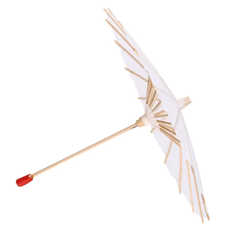 White Paper Umbrella DIY Hand Painting Vintage Decor Smooth Open Close Size 20cm - Image 2