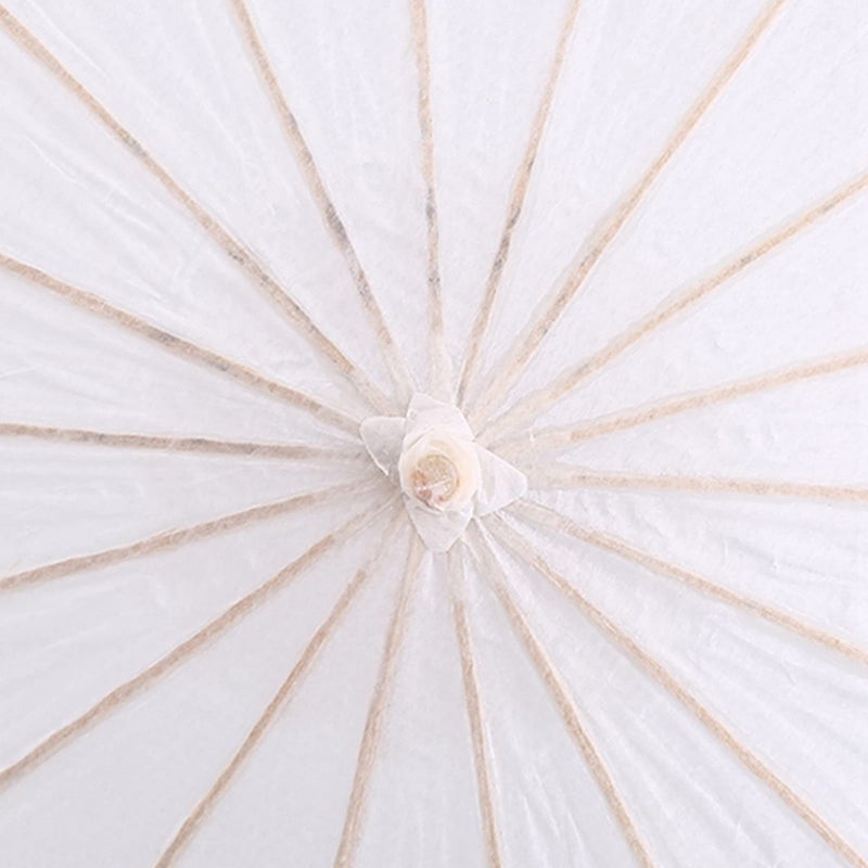 White Paper Umbrella DIY Hand Painting Vintage Decor Smooth Open Close Size 20cm - Image 3