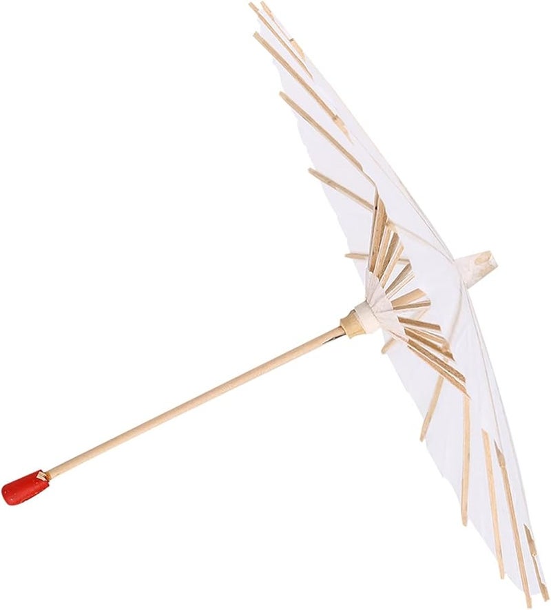 White Paper Umbrella DIY Hand Painting Vintage Decor Smooth Open Close Size 20cm - Image 1