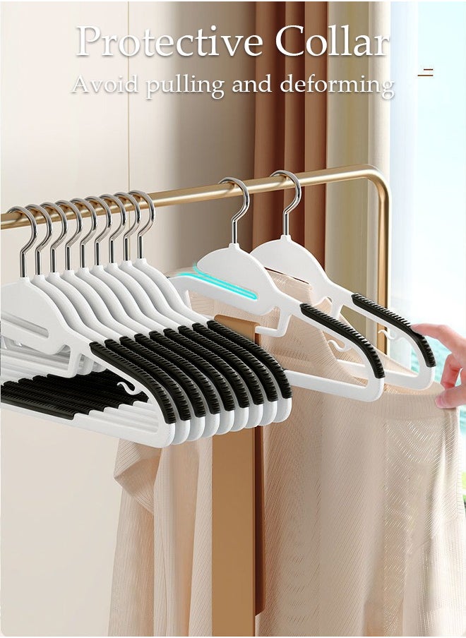 10 Pack Plastic Clothes Hangers, Durable Clothes Hangers with Non-Slip Pads 360°Swivel Hook, Space Saving Easy Slide Clothes Hanger for Closet, Great for Shirts, Pants, Scarves, Strong Enough for Coat