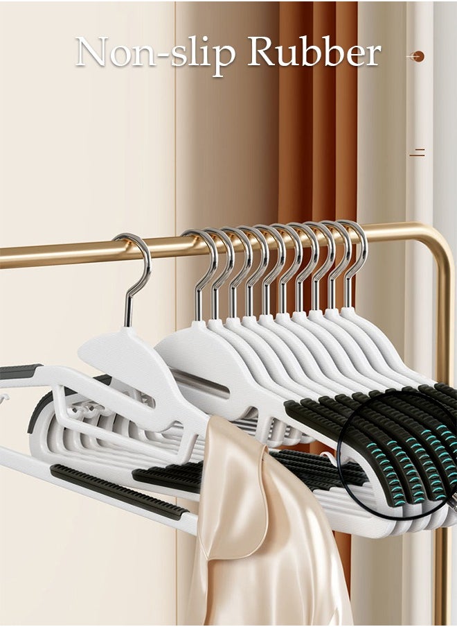 10 Pack Plastic Clothes Hangers, Durable Clothes Hangers with Non-Slip Pads 360°Swivel Hook, Space Saving Easy Slide Clothes Hanger for Closet, Great for Shirts, Pants, Scarves, Strong Enough for Coat