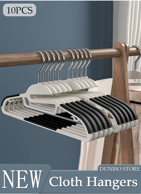 10 Pack Plastic Clothes Hangers, Durable Clothes Hangers with Non-Slip Pads 360°Swivel Hook, Space Saving Easy Slide Clothes Hanger for Closet, Great for Shirts, Pants, Scarves, Strong Enough for Coat