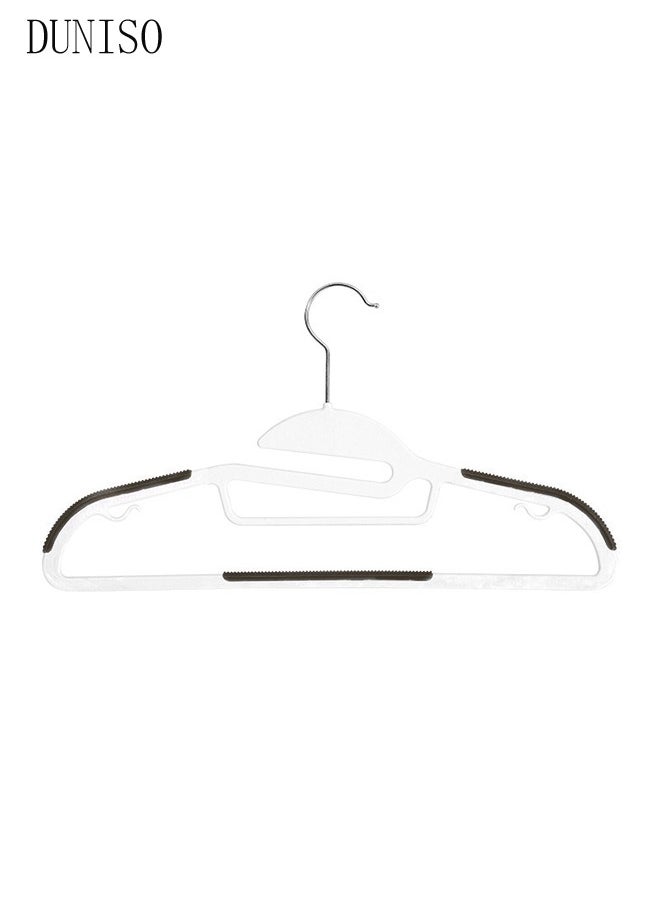 10 Pack Plastic Clothes Hangers, Durable Clothes Hangers with Non-Slip Pads 360°Swivel Hook, Space Saving Easy Slide Clothes Hanger for Closet, Great for Shirts, Pants, Scarves, Strong Enough for Coat