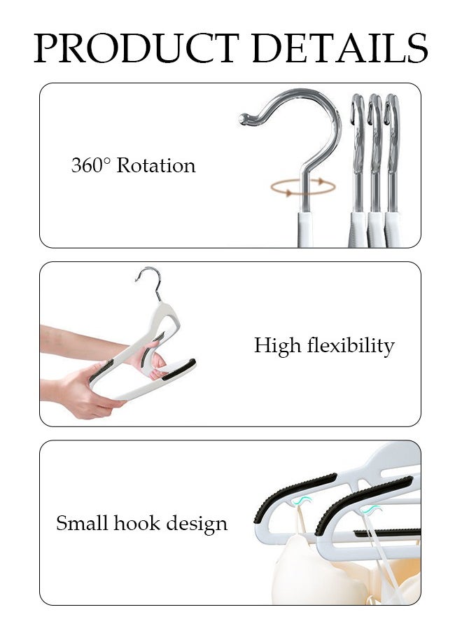 10 Pack Plastic Clothes Hangers, Durable Clothes Hangers with Non-Slip Pads 360°Swivel Hook, Space Saving Easy Slide Clothes Hanger for Closet, Great for Shirts, Pants, Scarves, Strong Enough for Coat