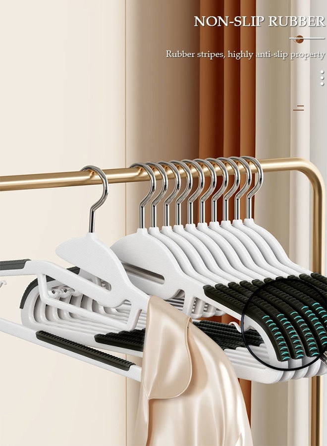 DUNISO 10 عبوات من شماعات الملابس البلاستيكية، شماعات ملابس متينة مع وسادات مضادة للانزلاق وخطاف دوار 360 درجة، شماعة ملابس سهلة الانزلاق لتوفير المساحة للخزانة، رائعة للقمصان والسراويل والأوشحة، قوية بما يكفي للمعطف - Image 2