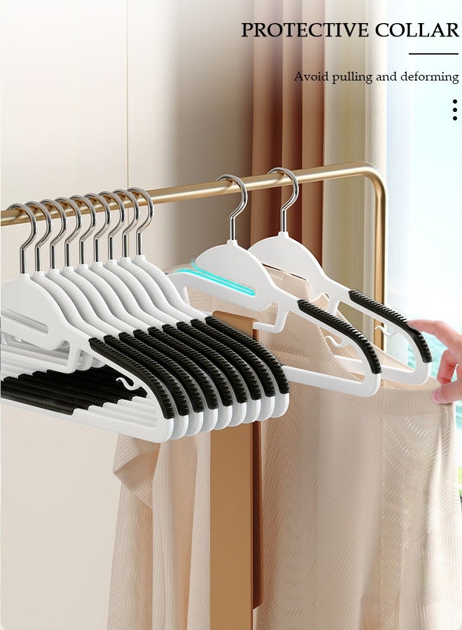 DUNISO 10 عبوات من شماعات الملابس البلاستيكية، شماعات ملابس متينة مع وسادات مضادة للانزلاق وخطاف دوار 360 درجة، شماعة ملابس سهلة الانزلاق لتوفير المساحة للخزانة، رائعة للقمصان والسراويل والأوشحة، قوية بما يكفي للمعطف - Image 4