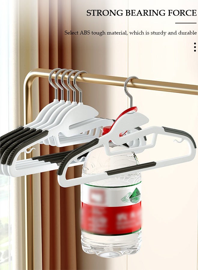 DUNISO 10 عبوات من شماعات الملابس البلاستيكية، شماعات ملابس متينة مع وسادات مضادة للانزلاق وخطاف دوار 360 درجة، شماعة ملابس سهلة الانزلاق لتوفير المساحة للخزانة، رائعة للقمصان والسراويل والأوشحة، قوية بما يكفي للمعطف - Image 5
