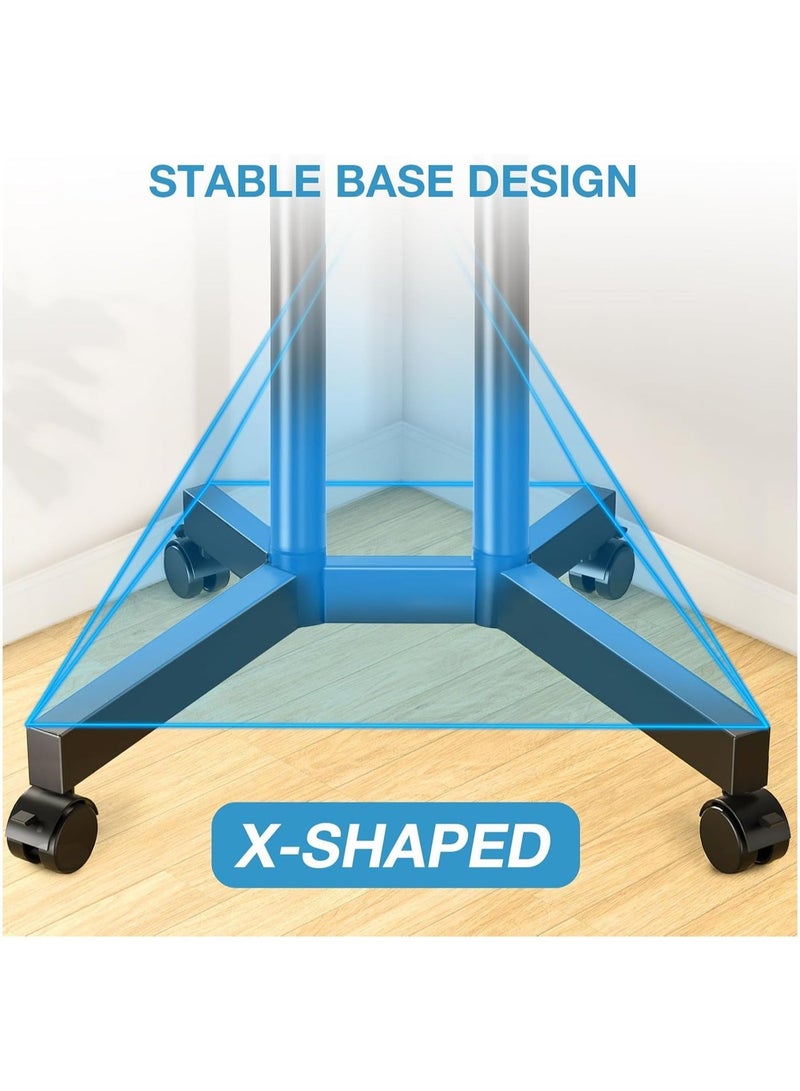 ACPLAY Rolling TV Cart with Adjustable Height for 32-75 Inch Displays, Lockable Wheels, Detachable Shelf, Supports 4K LCD and Curved TVs, Max VESA 600x400mm - Image 2