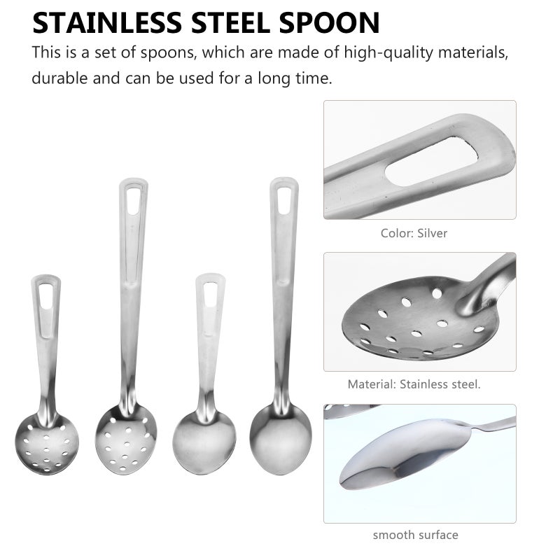 1 Set 4Pcs Stainless Steel Spoons Multipurpose Buffet Colander Spoons ( ) - Image 5