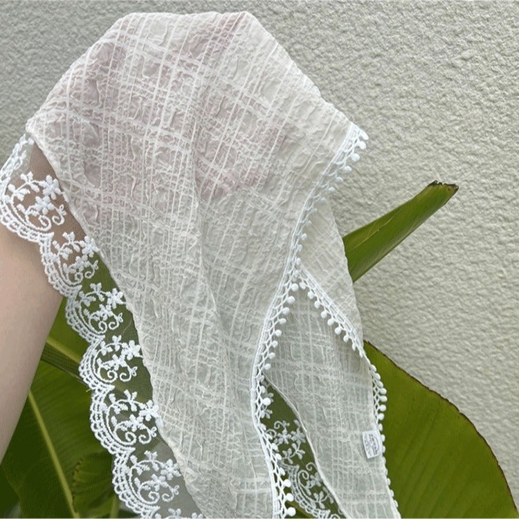 Women's French Pink Lace Triangle Head Scarf - Image 4
