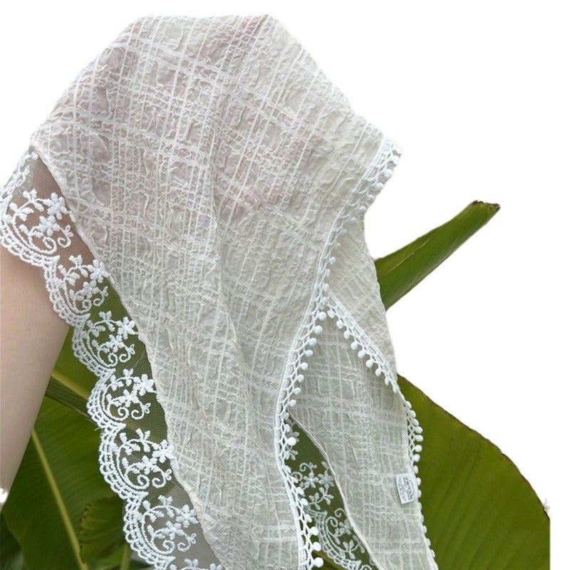 Women's French Pink Lace Triangle Head Scarf - Image 5