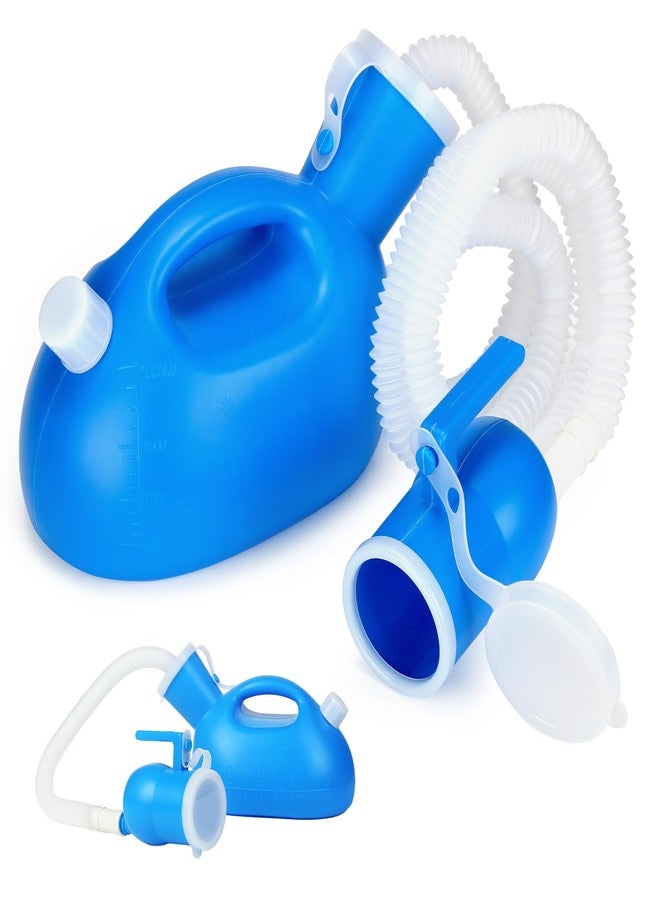ONEDONE Urinals for Men - Male Urine Bottle Spill Proof Men Urinal Bottle w/Separate Urine Outlet Portable Pee Container 68 OZ for Hospital Home Camping Car Travel Leakproof 59" Shrinkable Hose - Image 1
