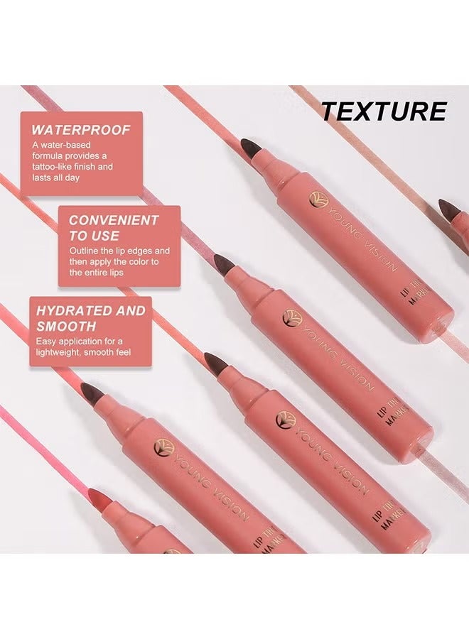 YOUNG VISION Lip Tint Marker, Lightweight Lip Stain, Liquid lipstick with Nude Matte Shades, Lip Liner and Stick 2-in-1, Long Wearing and Waterproof #04 - Image 5