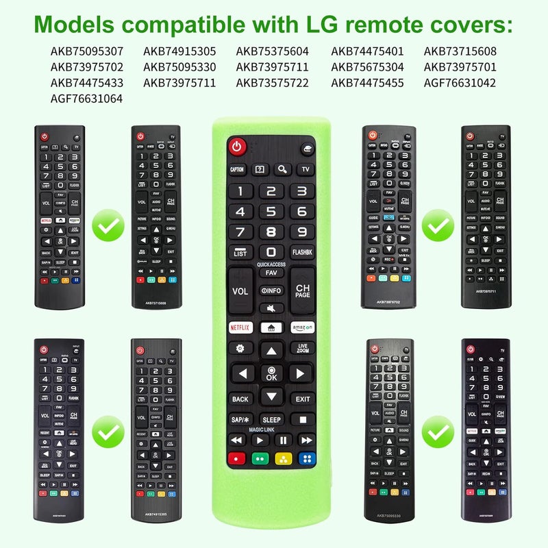 Angrox Silicone Protective Case for LG-TV-Remote Glow in The Dark, Remote Cover for LG Smart TV AKB75095307 AKB75375604 AKB74915305(Luminous Green + Blue)【2 Pack】 - Image 2