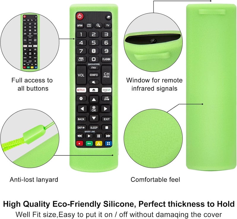 Angrox Silicone Protective Case for LG-TV-Remote Glow in The Dark, Remote Cover for LG Smart TV AKB75095307 AKB75375604 AKB74915305(Luminous Green + Blue)【2 Pack】 - Image 4