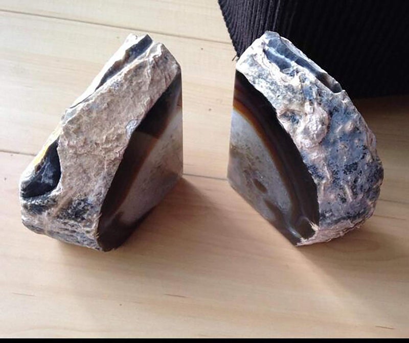 JIC Gem 1 Pair(6 to 8 Lbs) Natural Agate Bookends Decorative geode Book Ends for Heavy Books with Rubber Bumpers Crystal Bookends for Shelves and Office Decoration - Image 3