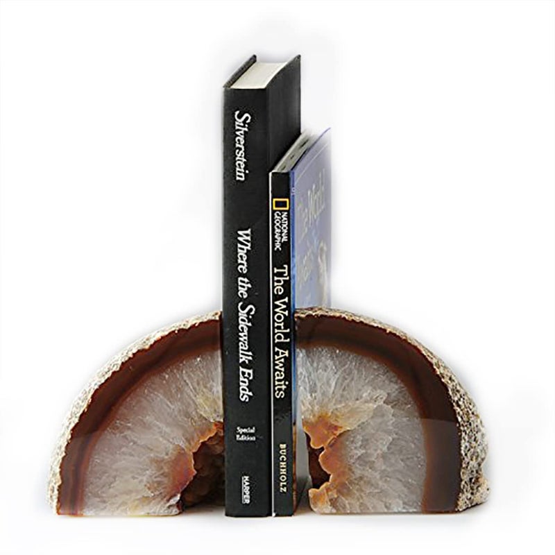 JIC Gem 1 Pair(6 to 8 Lbs) Natural Agate Bookends Decorative geode Book Ends for Heavy Books with Rubber Bumpers Crystal Bookends for Shelves and Office Decoration - Image 5