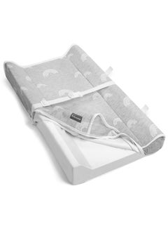 BaeBae Goods Contoured Baby Changing Pad w/Waterproof Foam Mattress, Includes 2 Soft, Removable & Washable Covers, Safety Straps, Non-Slip Bottom, Topper for Standard Size Infant Diaper Table & Dresser  - Image 2