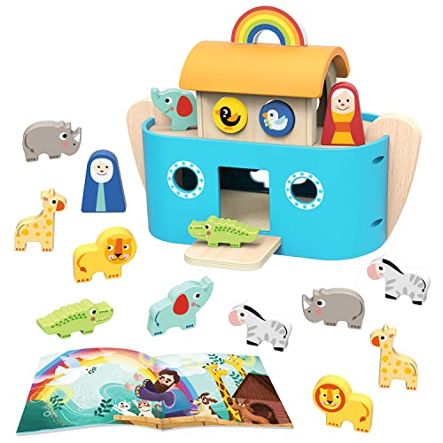 TOOKYLAND Noah's Ark Toys for Toddlers Wooden Animal Shape Sorter Toys, Baptism Gifts for Boys and Girls, Bible Story Toy with Story Book, Montessori Educational Toys for 2 3 4 Year Old - Image 1