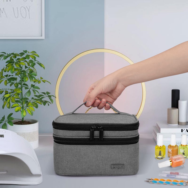 LUXJA Nail Polish Carrying Case - Holds 20 Bottles (15ml - 0.5 fl.oz), Portable Organizer Bag for Nail Polish and Manicure Set, Gray - Image 4