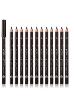 12 Pcs Dark Brown Eyebrow Pencil Eyeliner Makeup，Soft Textured，Easy to Color，Waterproof，Long Lasting Eyebrow Tint Pen for Fills in Sparse Areas and Gaps Create a Natural Eye Brow