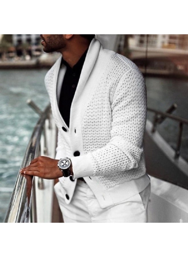 NIBEMINENT Men Single Breasted Autumn Knitted Sweaters Lantern Sleeve Winter Warm Clothes  Hollow Out Mens Sweater Cardigans - Image 1