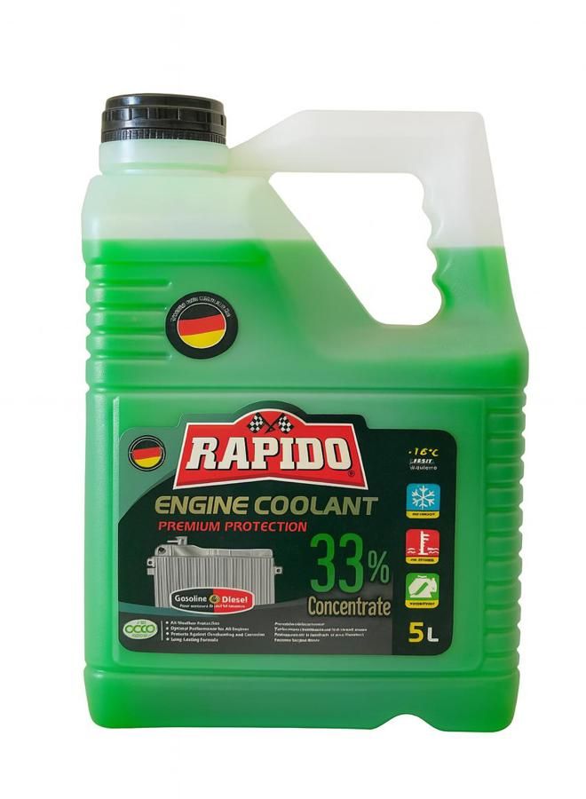 Rapido Engine Coolant for Car Radiator Anti Freeze 33% & Boil 5L (green) - Image 1