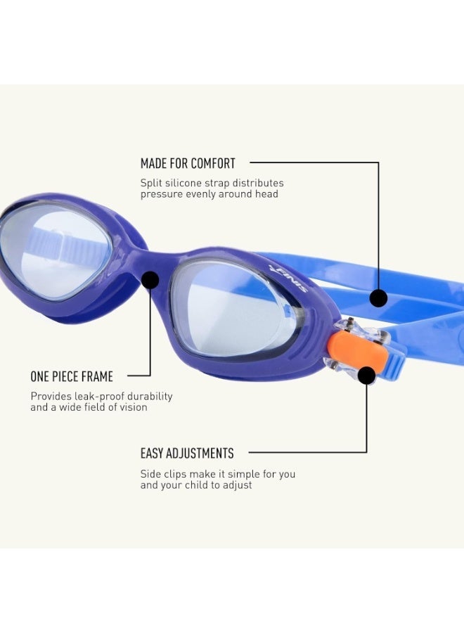 FINIS Betta Swim Goggles for Kids - Ages 5-10 - UV Protection - Anti-Fog Lenses - Soft Silicone Fit - Blue - Image 4