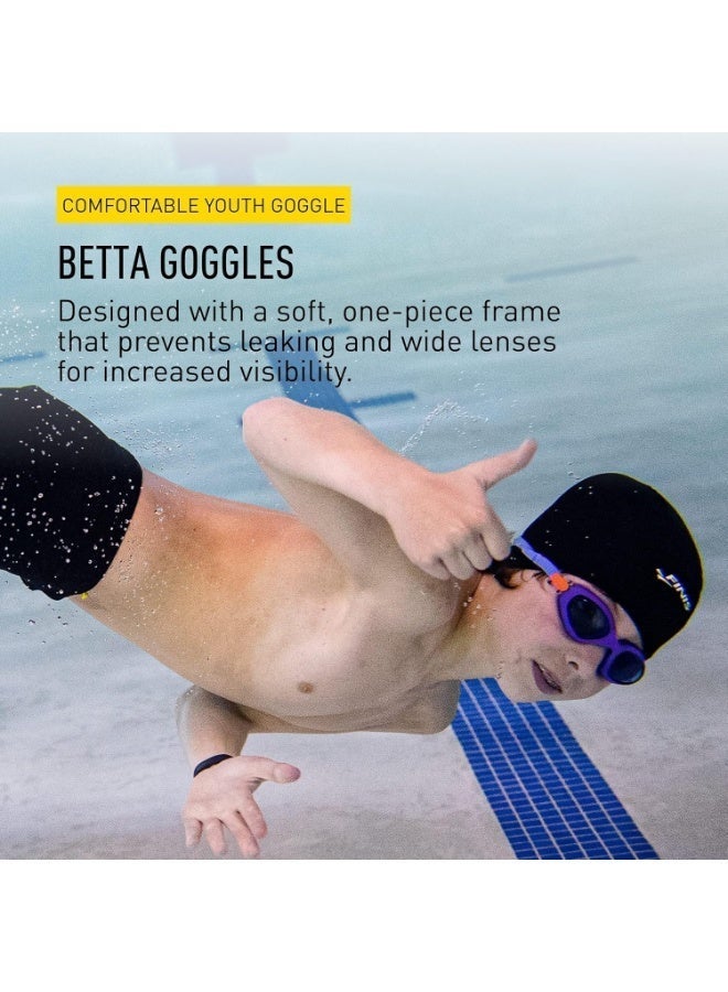 FINIS Betta Swim Goggles for Kids - Ages 5-10 - UV Protection - Anti-Fog Lenses - Soft Silicone Fit - Blue - Image 2