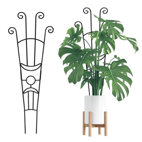 HASTHIP® 32 inch Flower Trellis Climbing Plants Trellis Plant Support Frame Sheathed Metal Pipe Plant Climber Structure Green Pot Trellis for Roses, Morning Glories, Clematis - Image 1